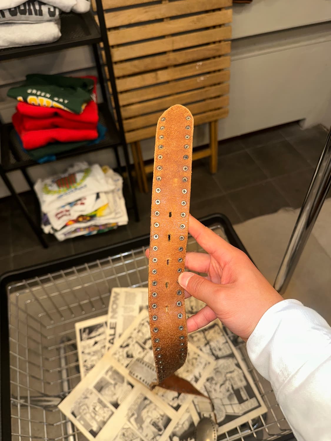 Big buckle Real leather stud patten belt 상품이미지8