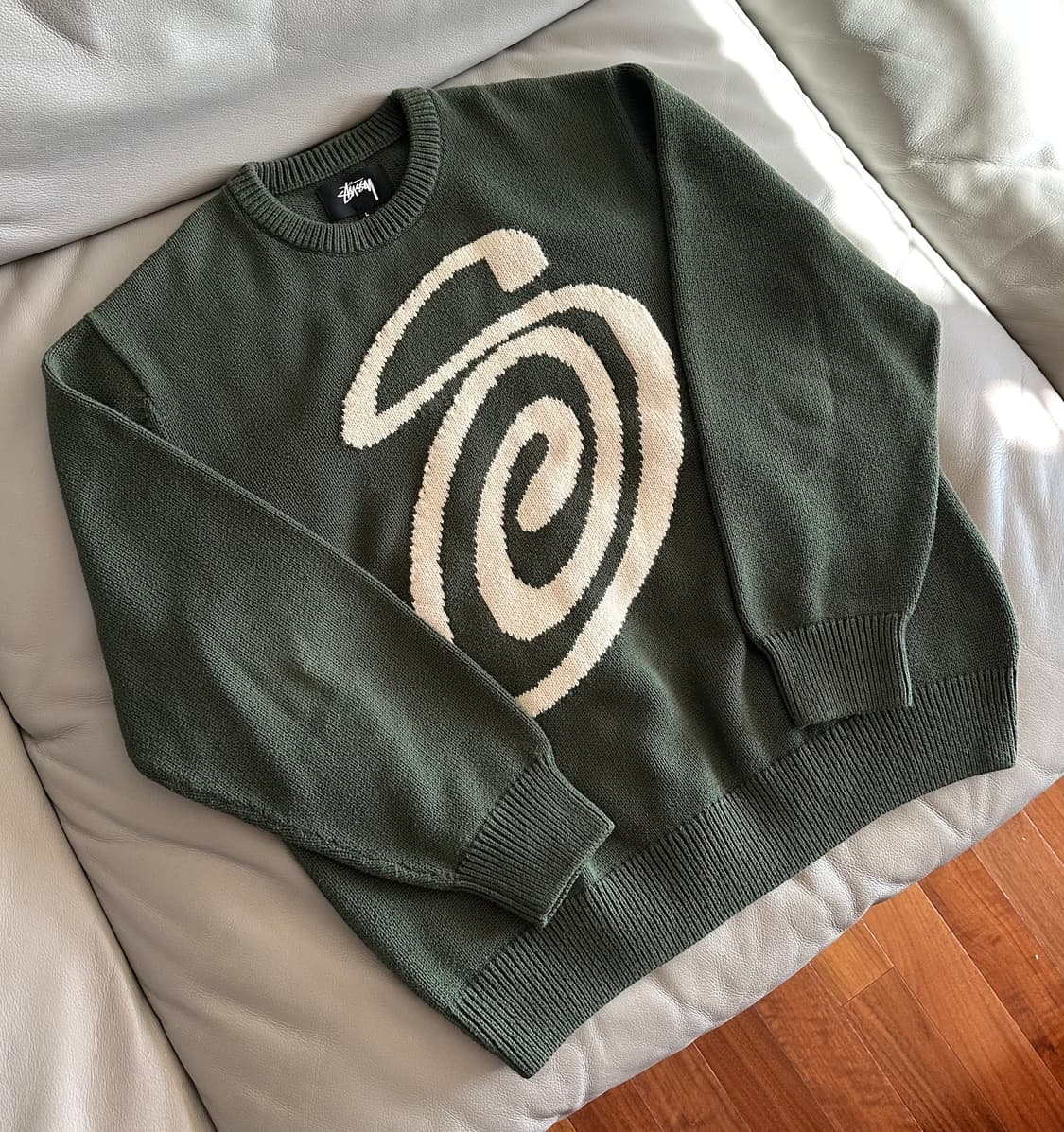 스투시 컬리 S 니트 스웨터 L 그린 상품이미지3