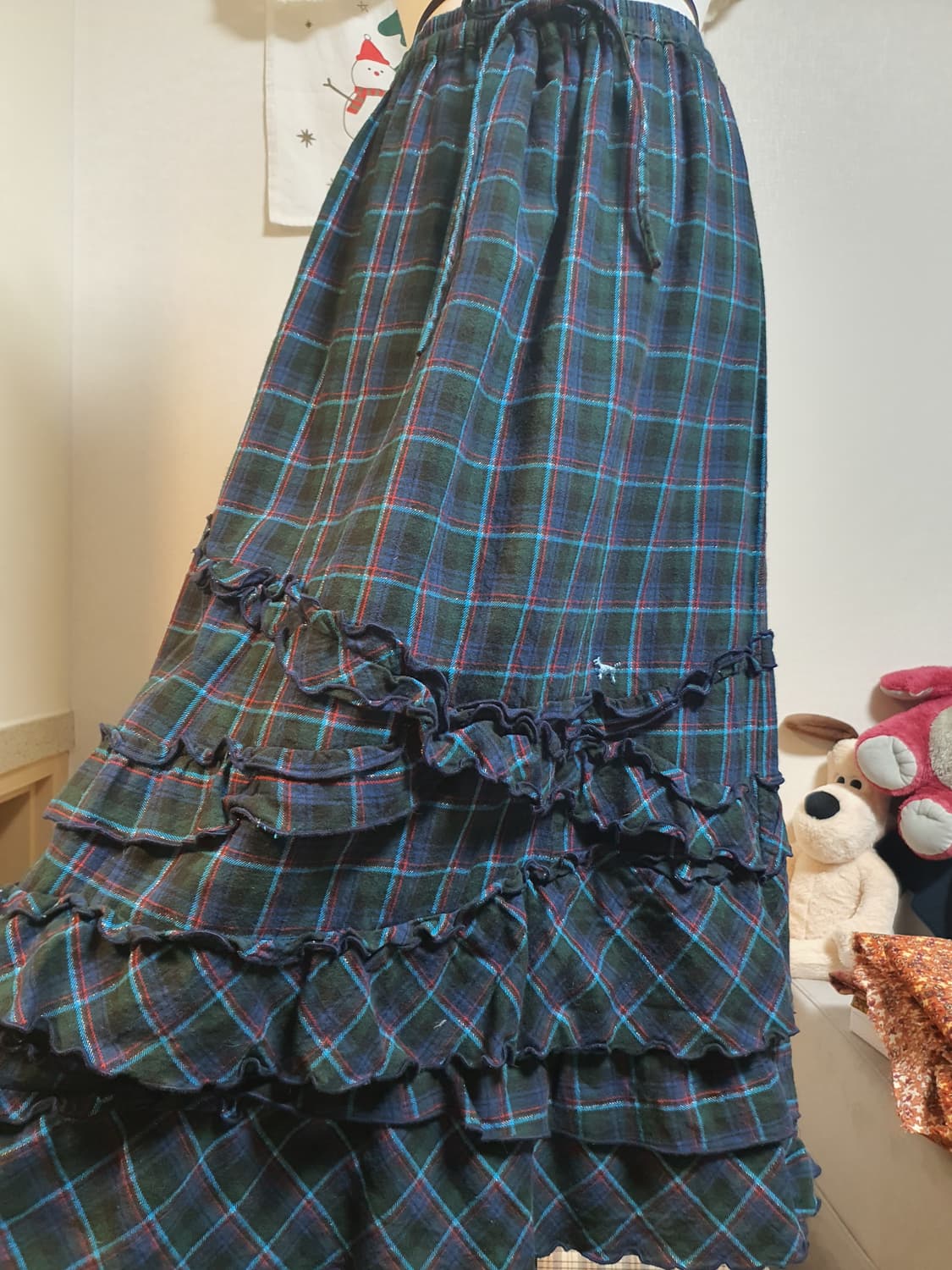 [모리걸] 체크 캉캉 롱 스커트 상품이미지1