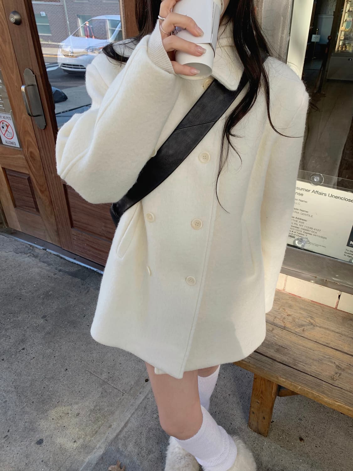 Leeds 리즈 클로티 알파카 하프 코트(아이보리) 상품이미지4