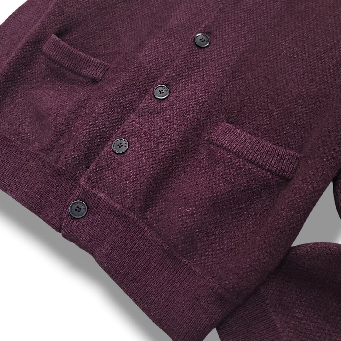 [100] 라코스테 버건디 울 혼방 숄 가디건 상품이미지5