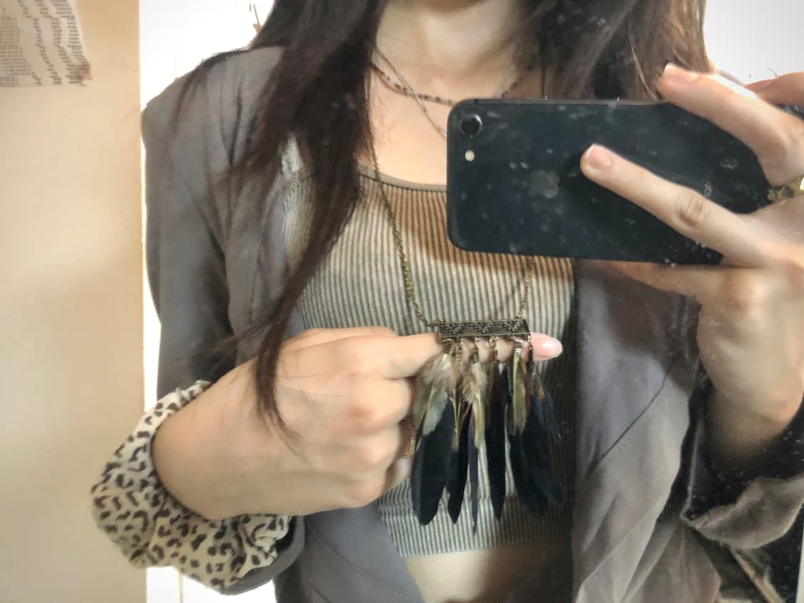 빈티지 깃털 금장 목걸이 vintage necklace 상품이미지3