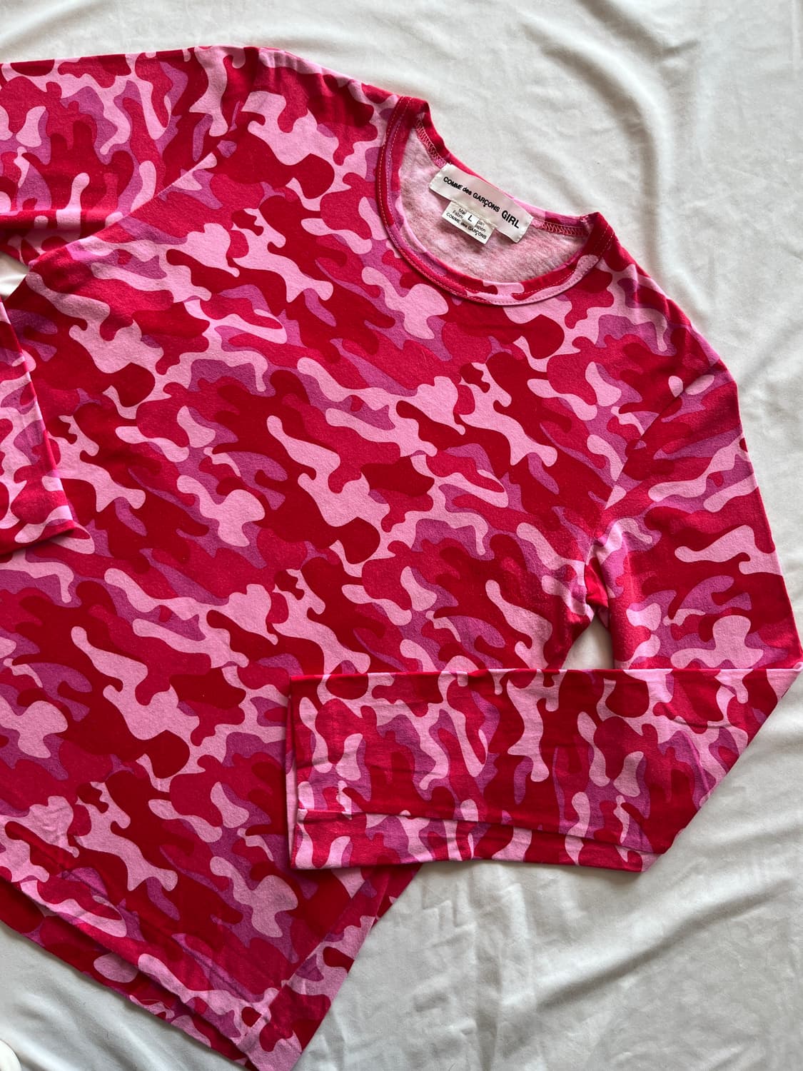 2020 꼼데가르송 걸 핑크 카모 롱 슬리브 긴팔 티셔츠 상품이미지4