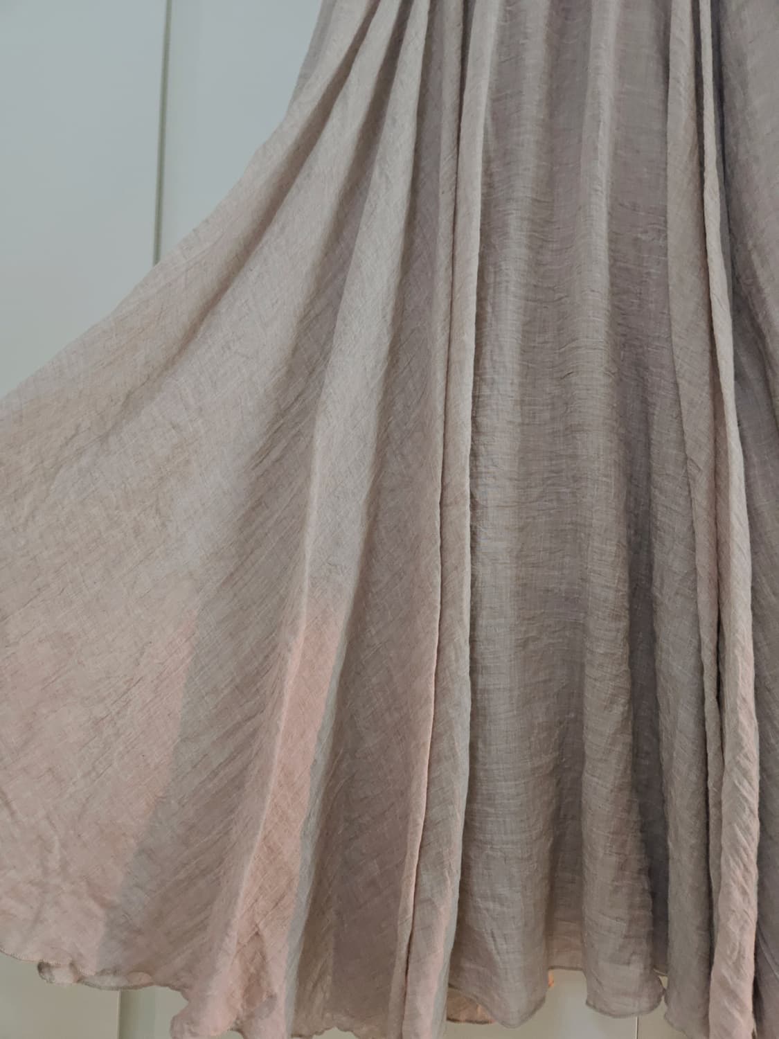 빈티지 핑크베이지 언발 롱스커트 상품이미지3