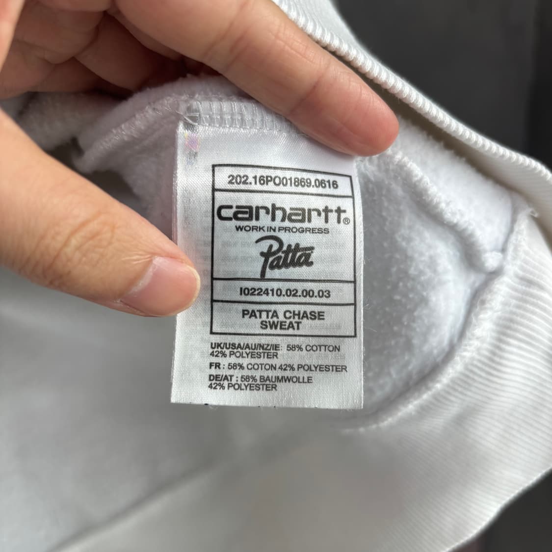칼하트 x patta 맨투맨 화이트 상품이미지3