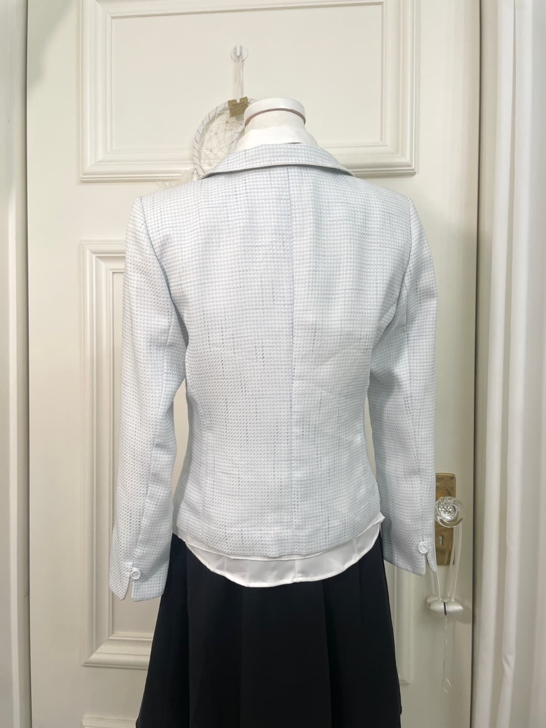 ice blue tweed ruffle spring jacket 상품이미지5