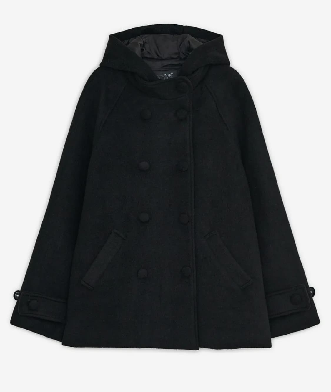 [새상품] 허그유어스킨 후드 하프 코트 블랙 허유스 hugyourskin 상품이미지1