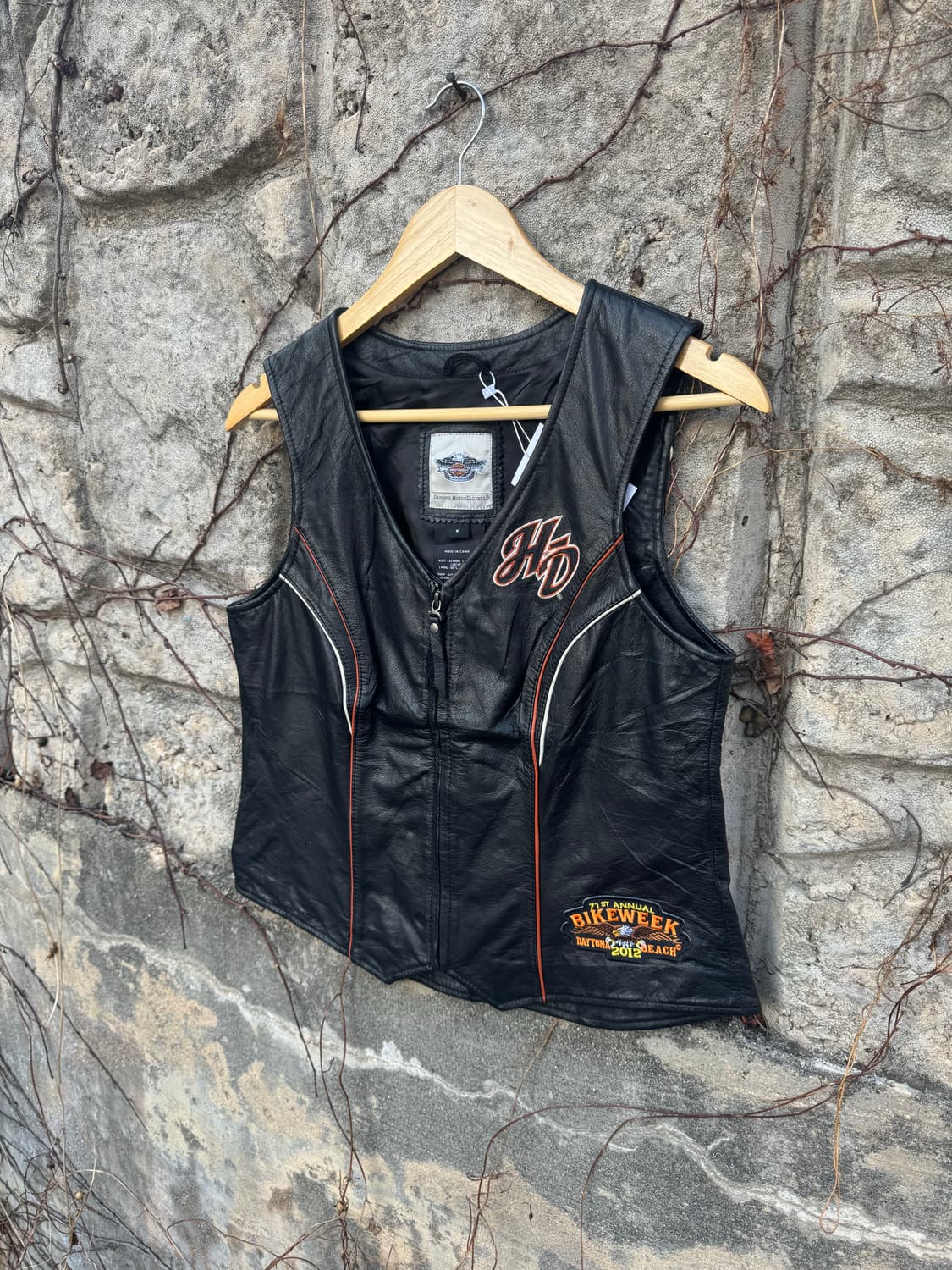 할리데이비슨 빈티지 개별 패치 업 소가죽 레더 베스트 조끼 상품이미지3