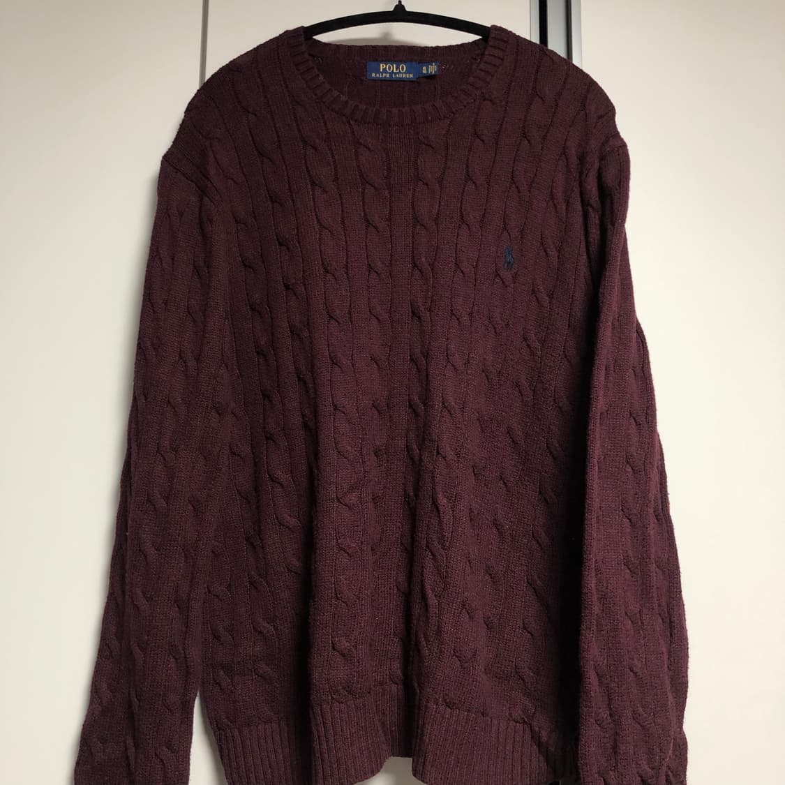 폴로 버건디 케이블 꽈배기 니트 상품이미지1