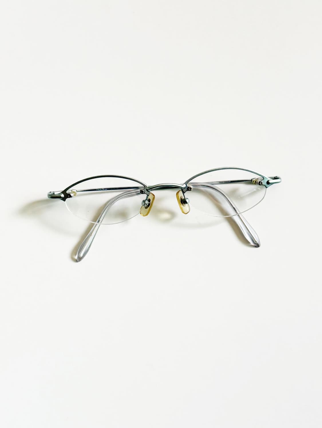 90s PRIVATE BRAND 메탈 반무테 스퀘어 빈티지 안경 상품이미지1