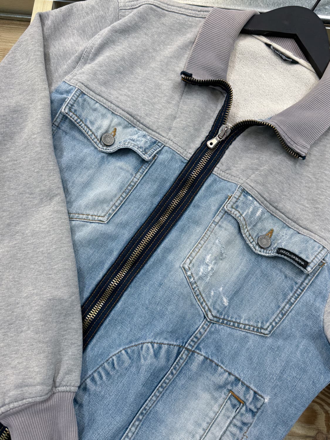 돌체앤가바나 투 패널 데님앤스웻 집업 자켓 상품이미지4