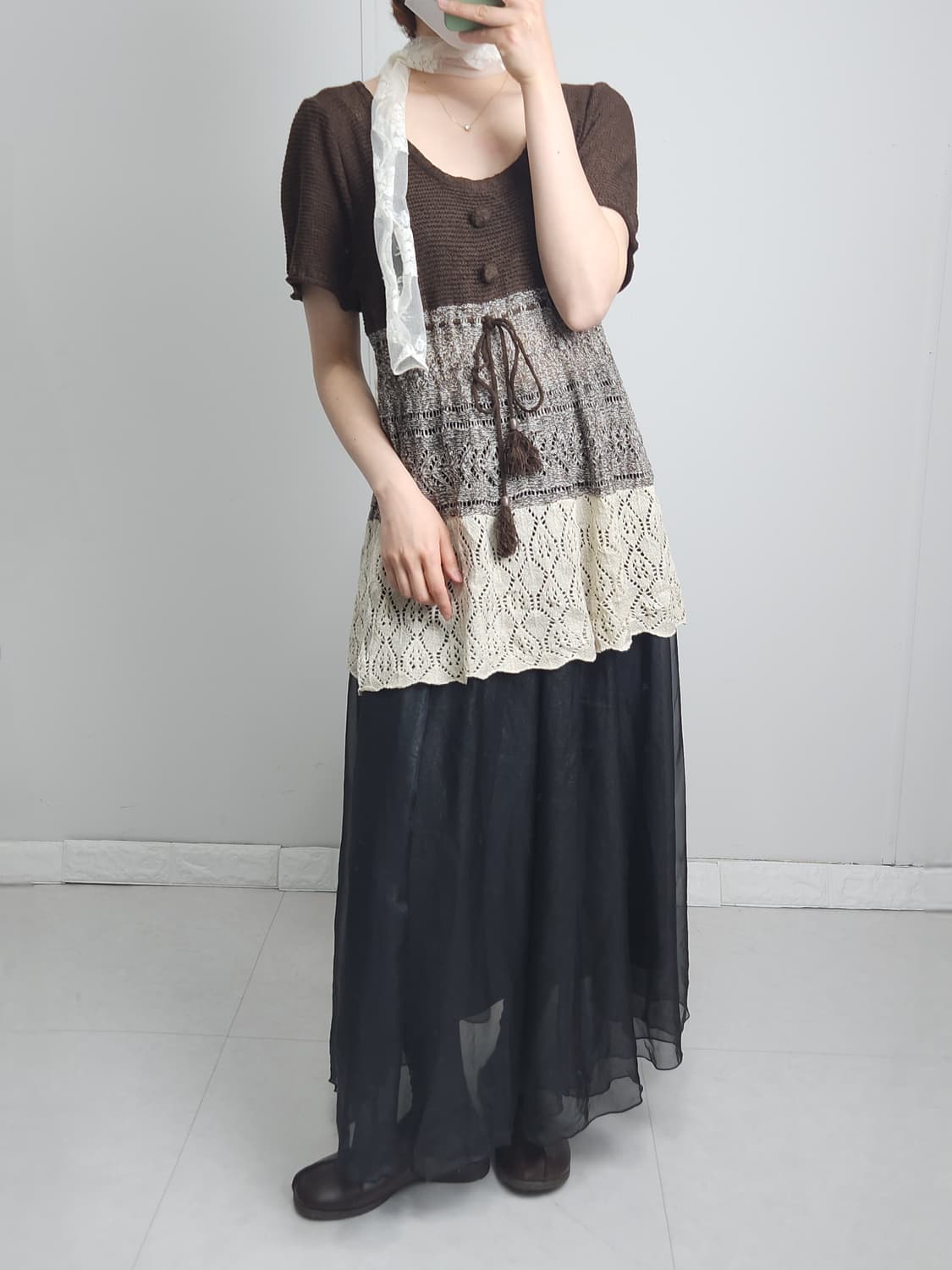 반소매 배색 니트 상품이미지3