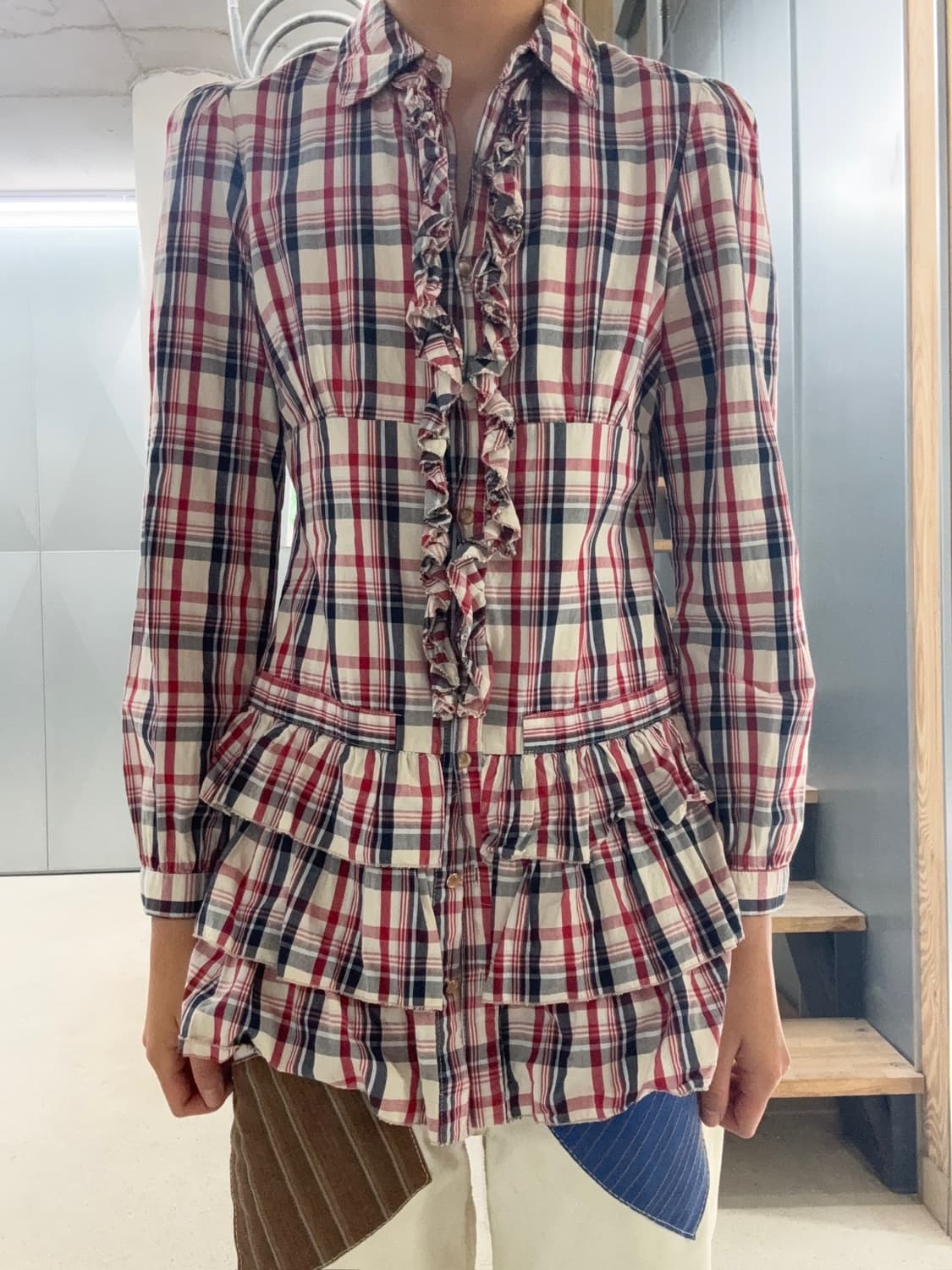 빈티지 롱셔츠 미니 원피스 상품이미지5