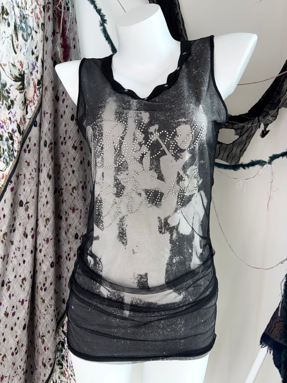 Y2k 느와르 베일 슬리브리스 상품이미지3