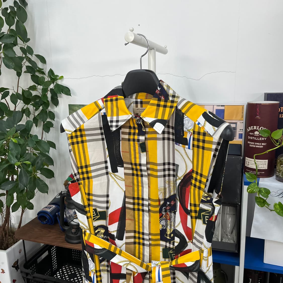 버버리 슬리브리스 코튼 체크 원피스 Uk4 상품이미지2