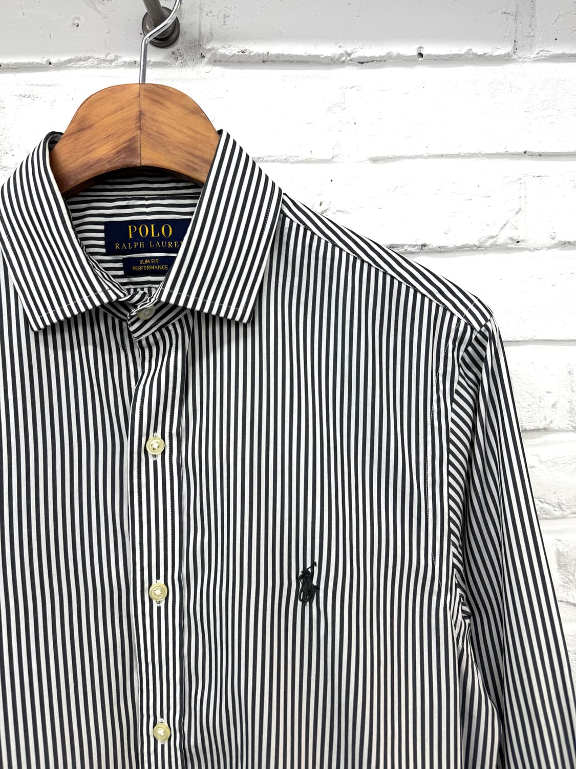 폴로 블랙화이트 스트라이프 슬림핏 셔츠 상품이미지4