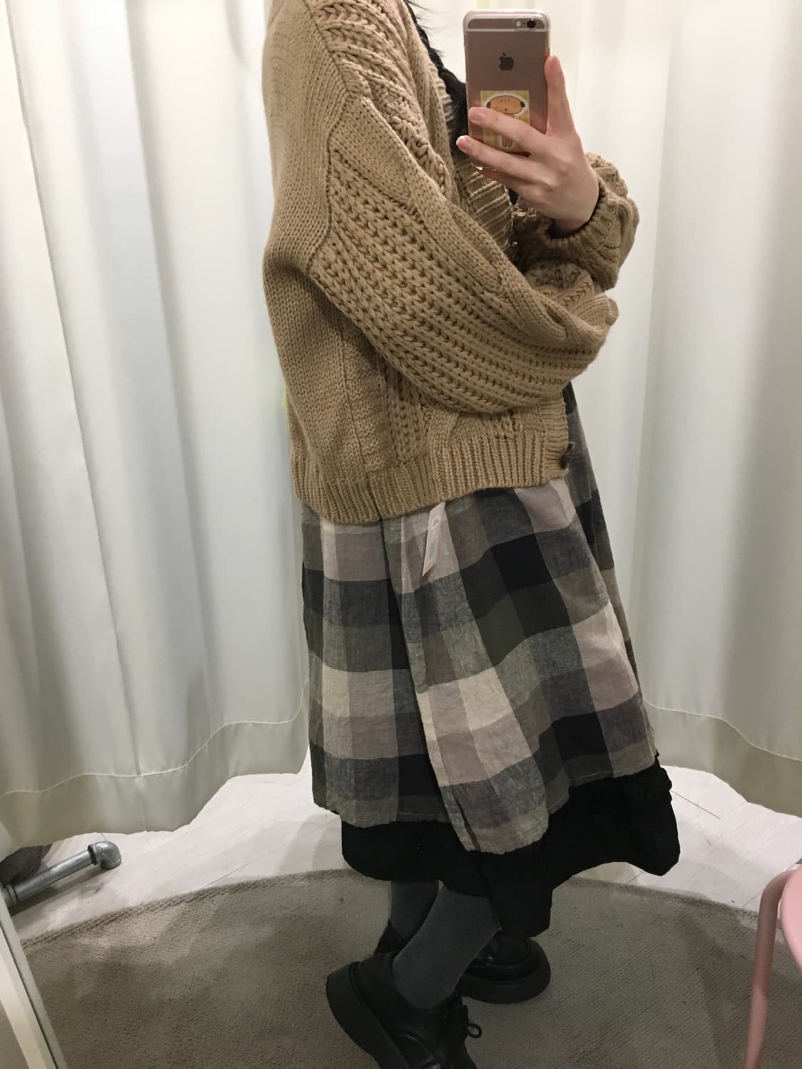 모리걸 브이넥 체크 원피스 상품이미지4