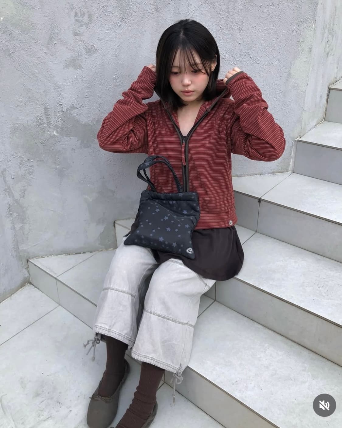 COYSEIO 코이세이오 스트라이프 플리스 후드 집업 레드  상품이미지4