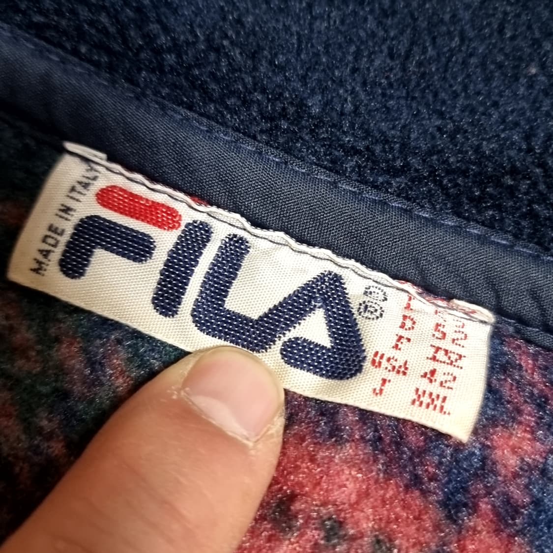 80년대 이태리제 FILA 필라 네이비 체크 플리스(105-110) 상품이미지3