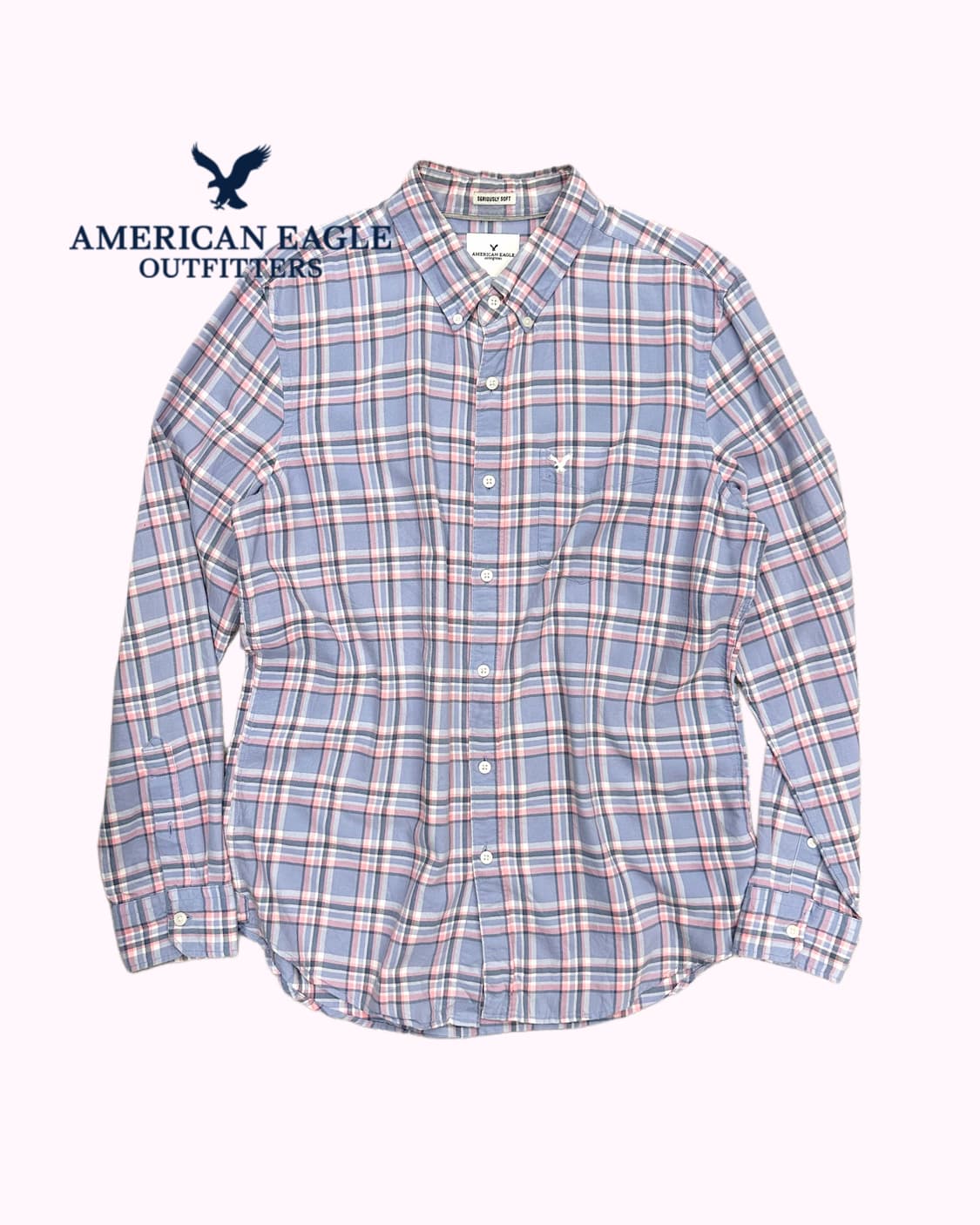 AMERICAN EAGLE pastel purple check shirt 상품이미지1