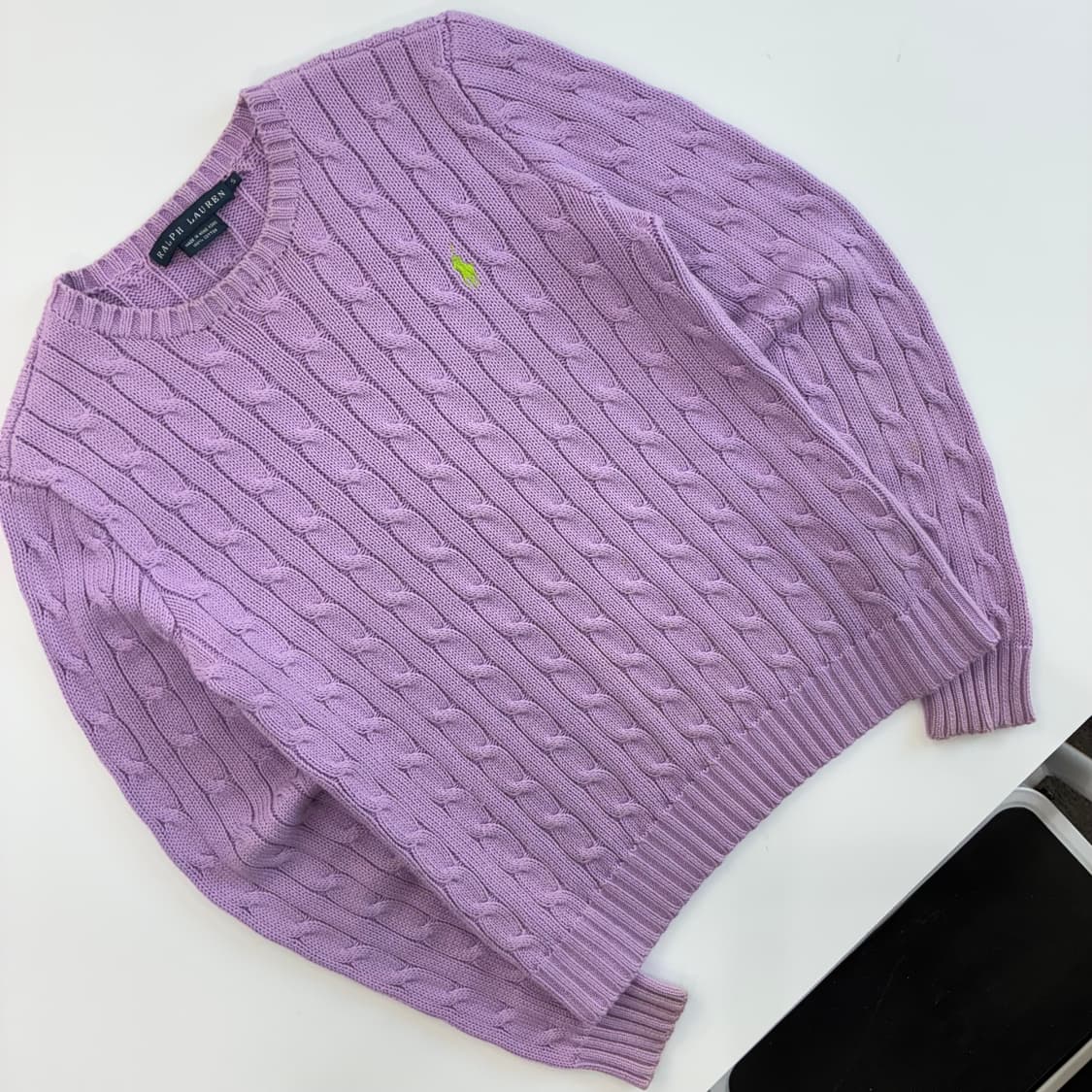 Polo  랄프로렌 자수 코튼 라벤더 꽈배기 니트  상품이미지2
