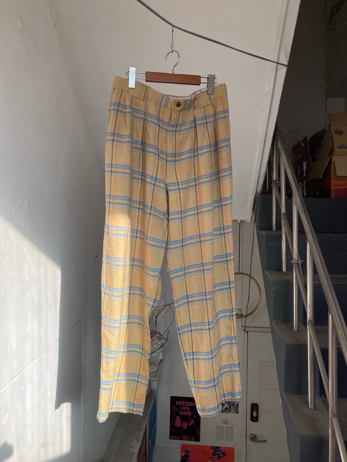 빈티지 체크무늬 울 팬츠 상품이미지1