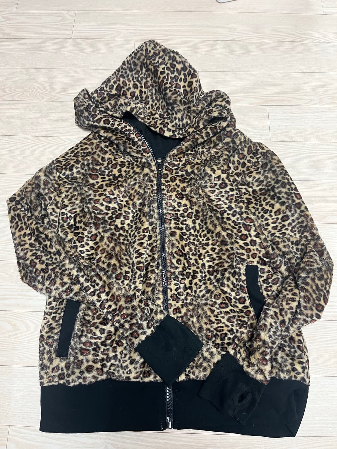 호피 레오파드 후드집업 빈티지 상품이미지1