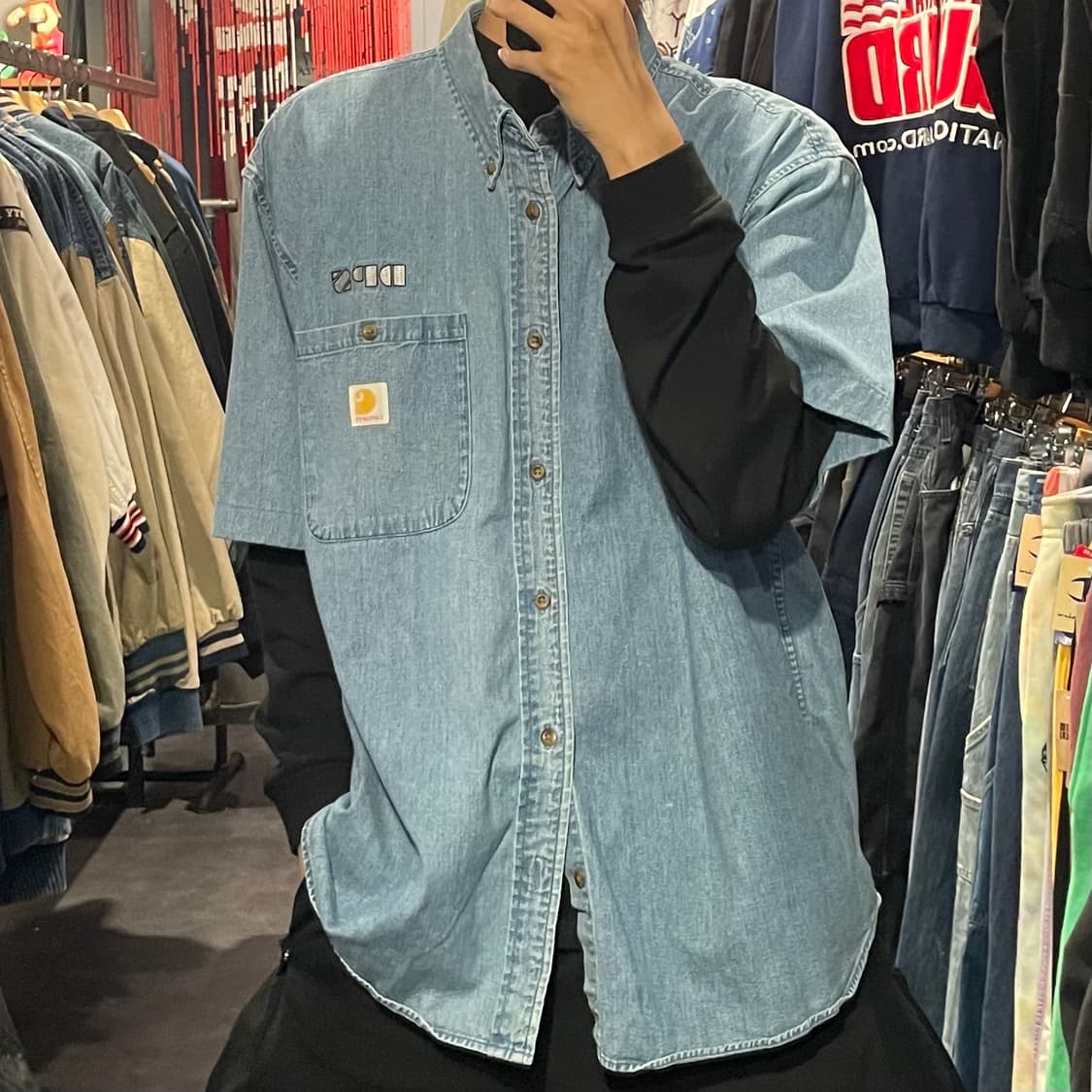 [IM] carhartt 칼하트 데님 반팔셔츠 상품이미지1