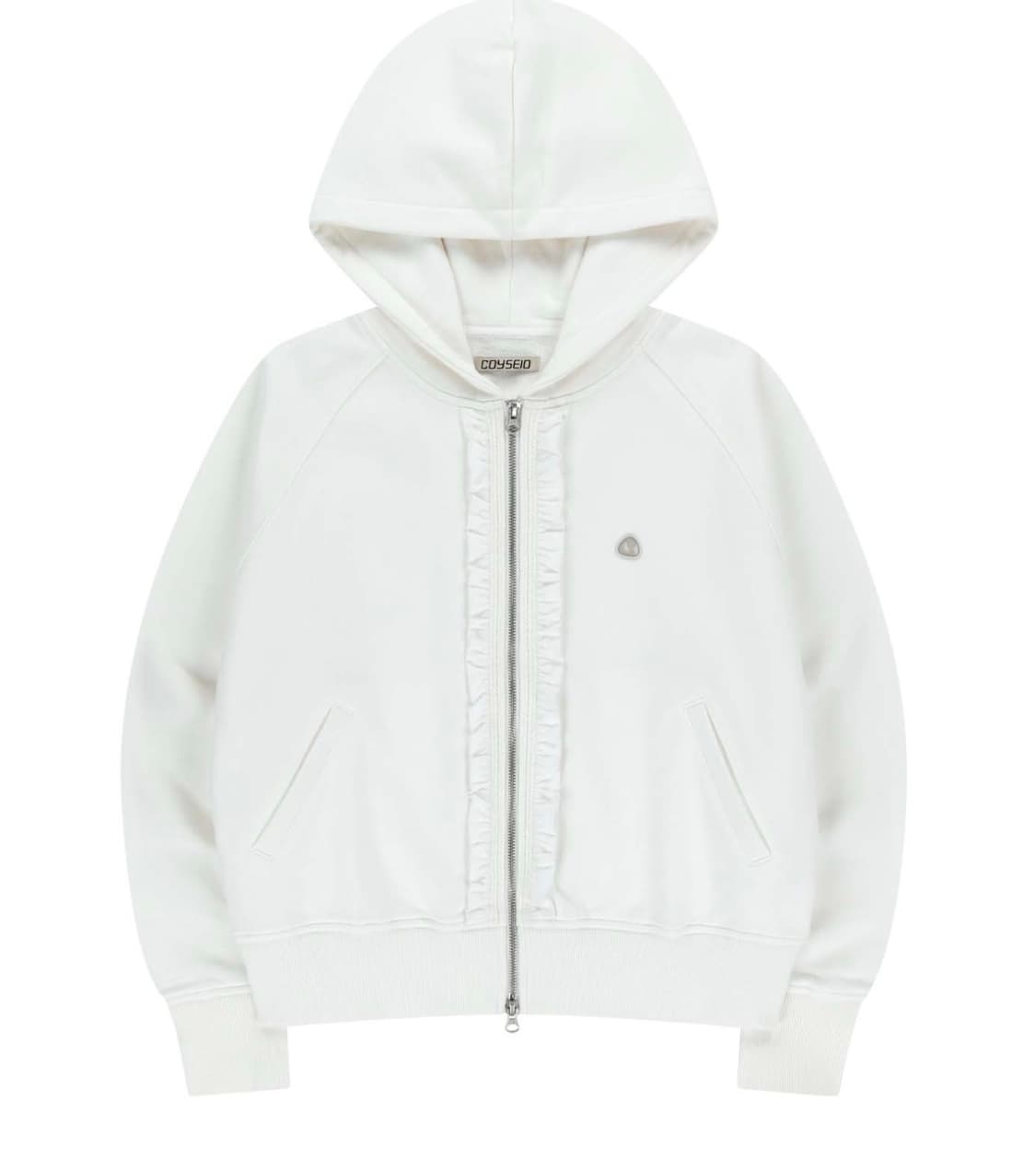 코이세이오 러플 레이스 후드집업 화이트 상품이미지1