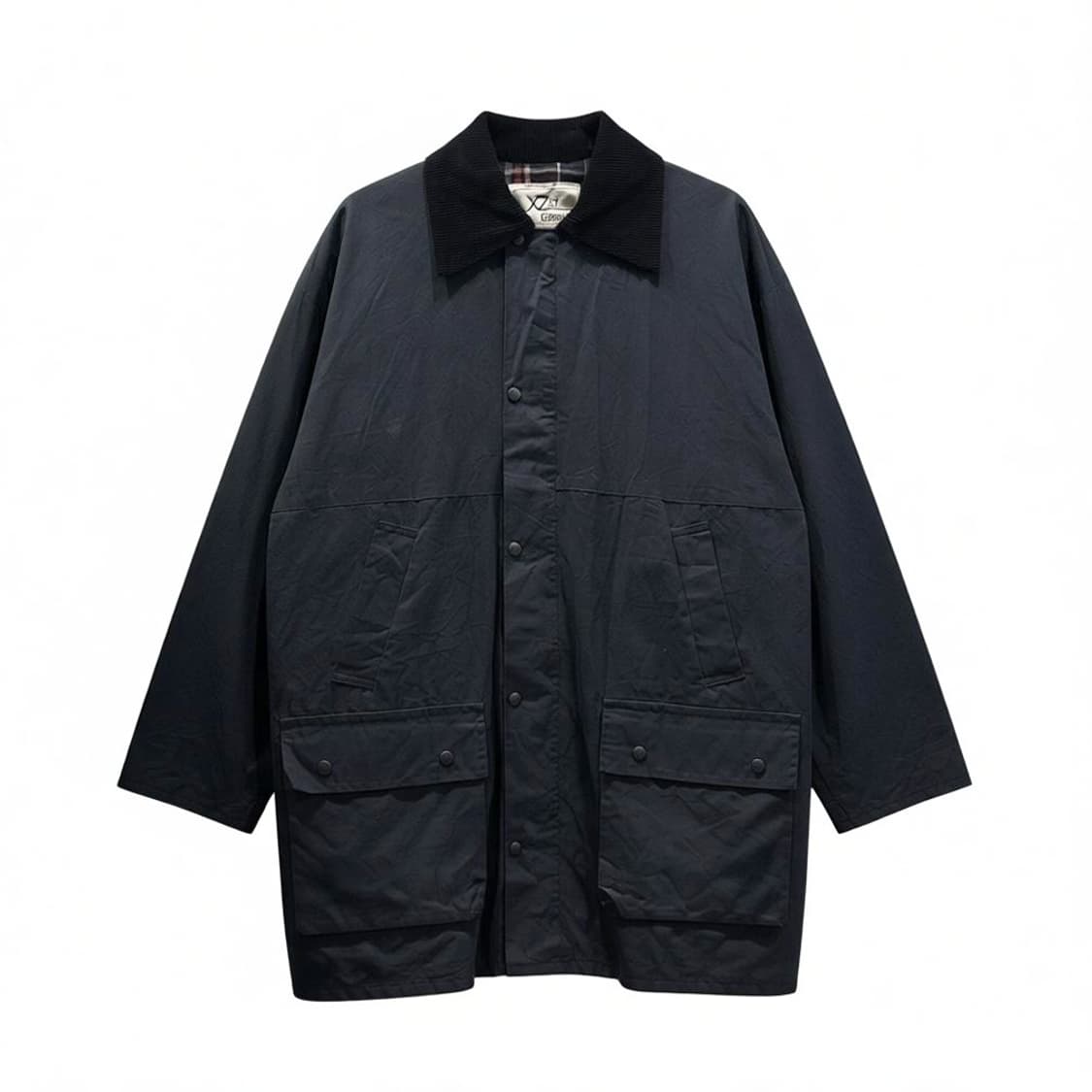 EURO VINTAGE 코듀로이 코튼 왁스자켓 체크안감 디테일 블루 상품이미지1