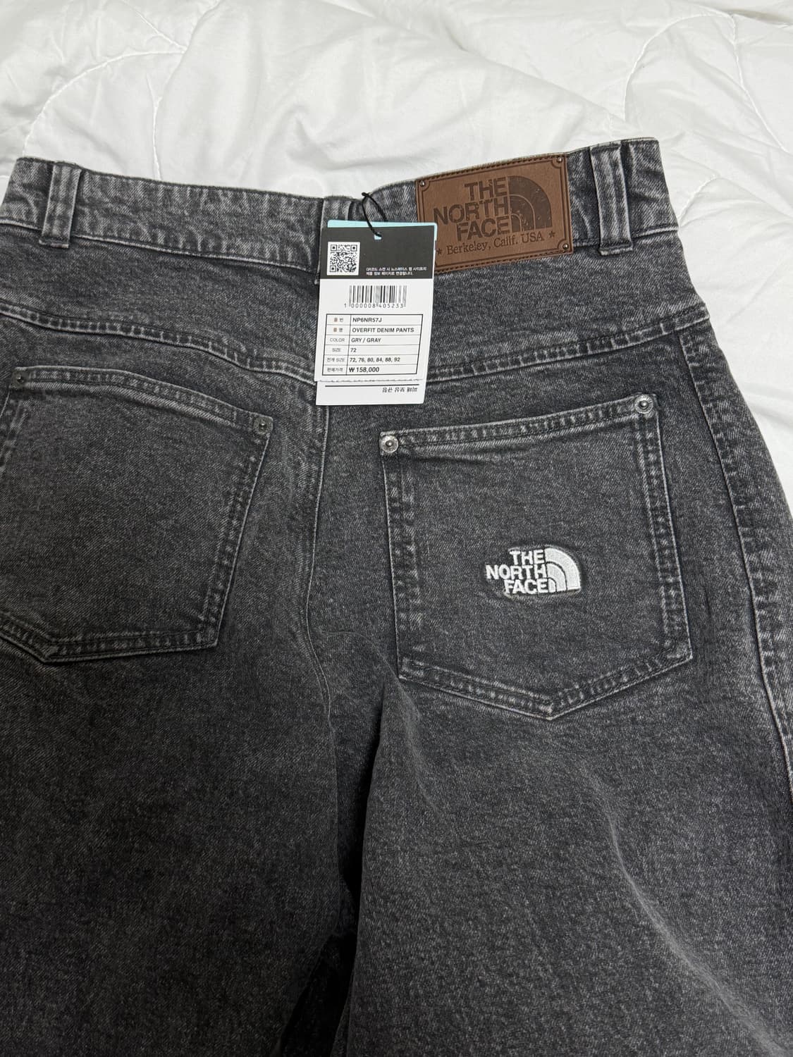(새상품/택o) 노스페이스 화이트라벨 오버핏 데님팬츠 그레이 72 상품이미지4