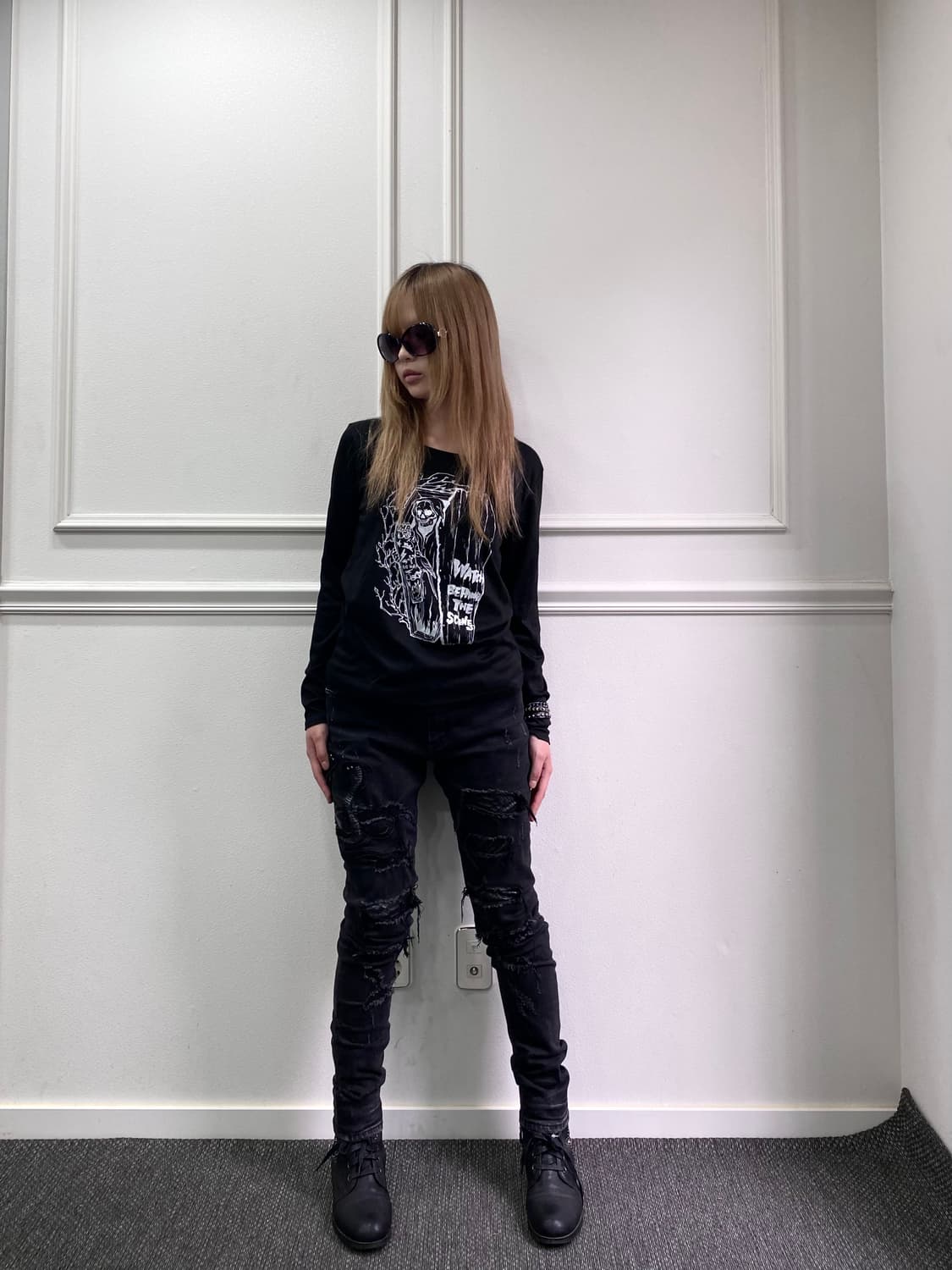 [GLADNEWS] Skull Print Punk Sleeve 펑크 상품이미지5