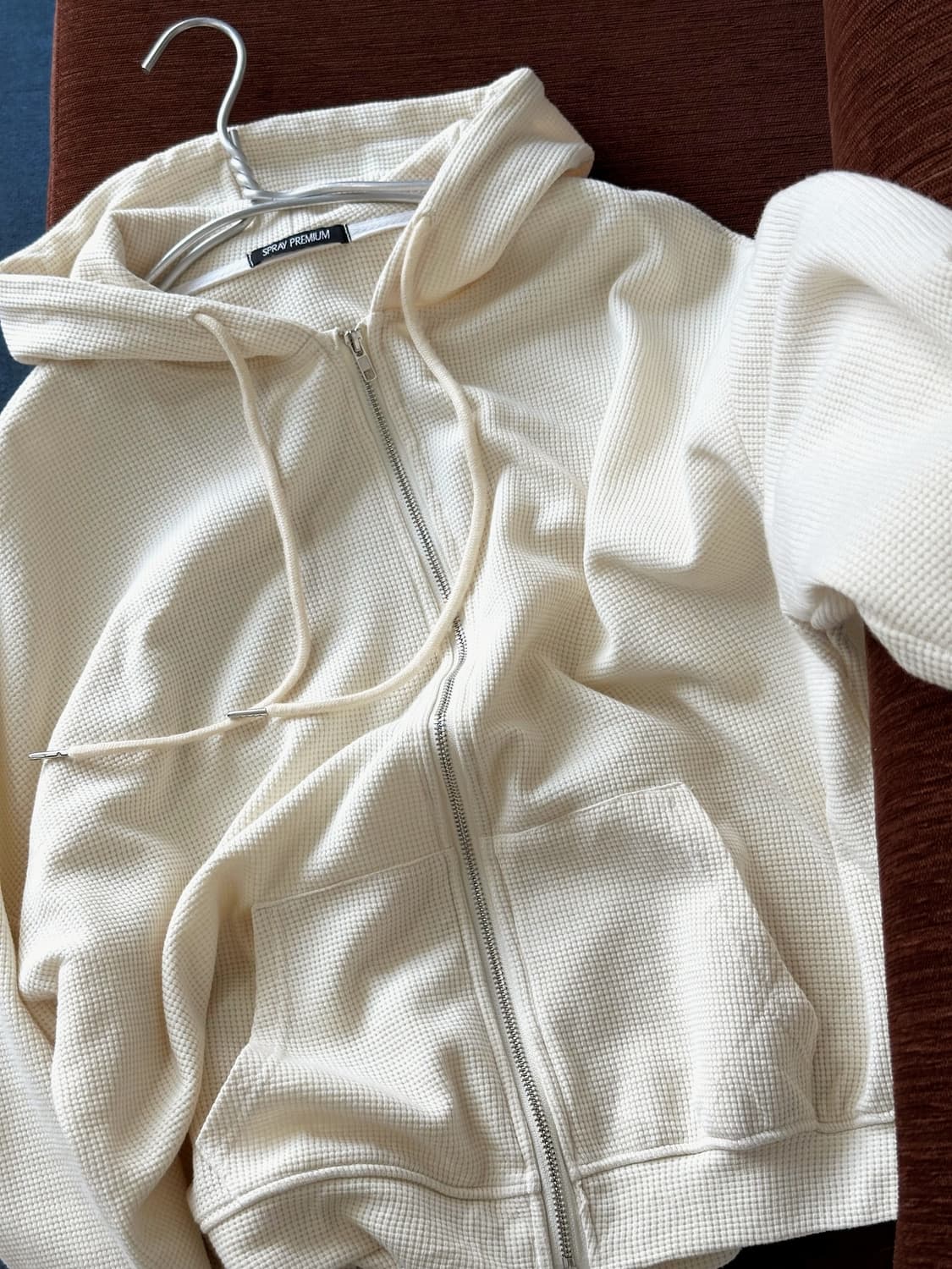 High gauge waffle knitted hood zip parka 상품이미지1