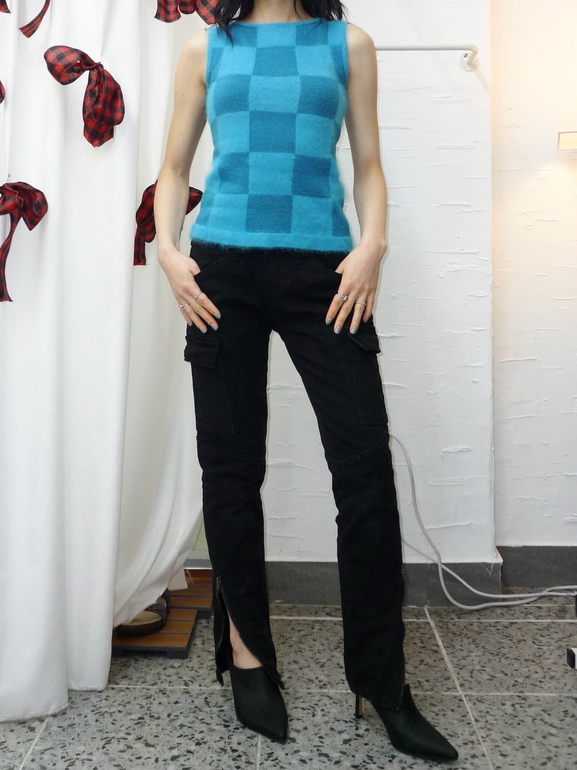 Bold blue check vest 상품이미지2