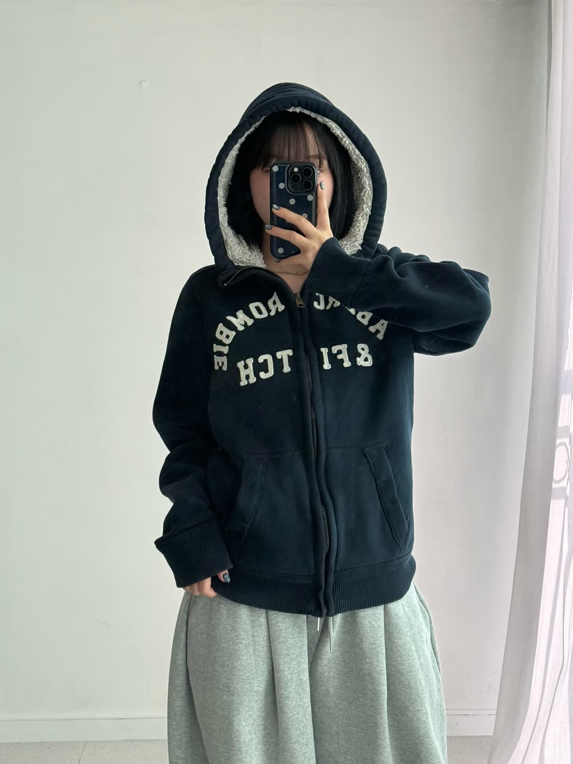 아베크롬비 네이비 보아털 후드집업 상품이미지1