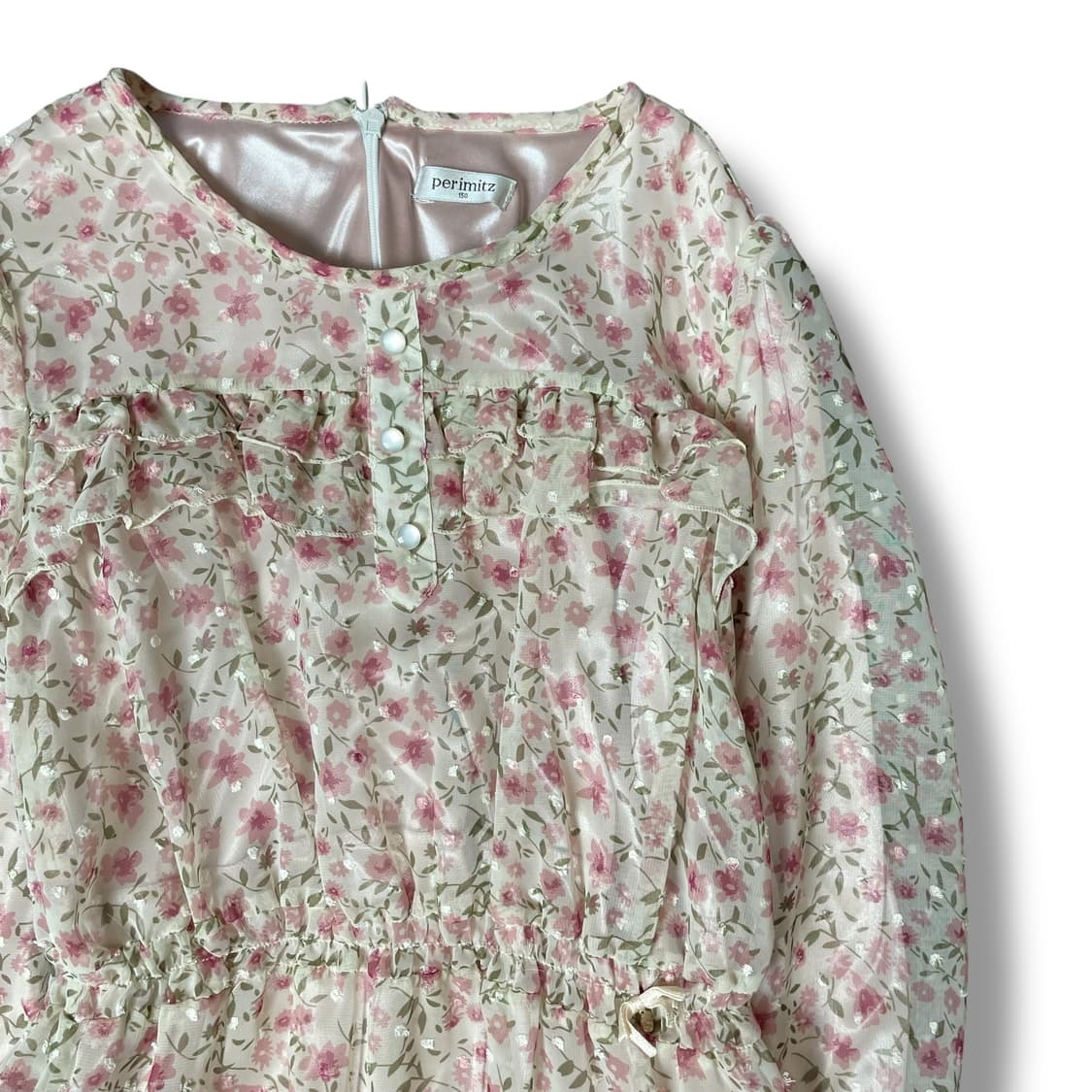 페리미츠 키즈 꽃무늬 폴리 롱 원피스 150 상품이미지3