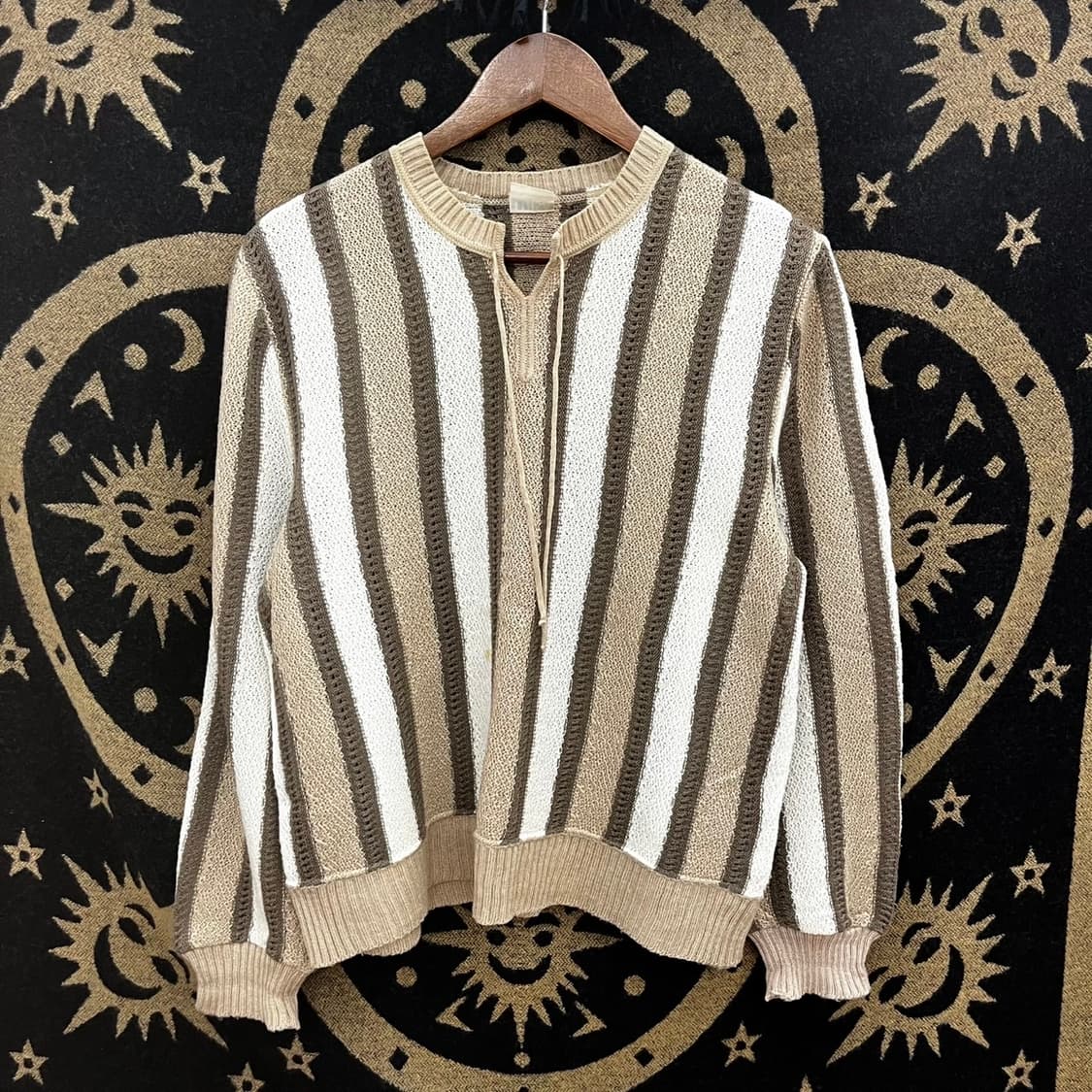 빈티지 코지 모리 스트라이프 패치워크 리본 니트 K0099 상품이미지3