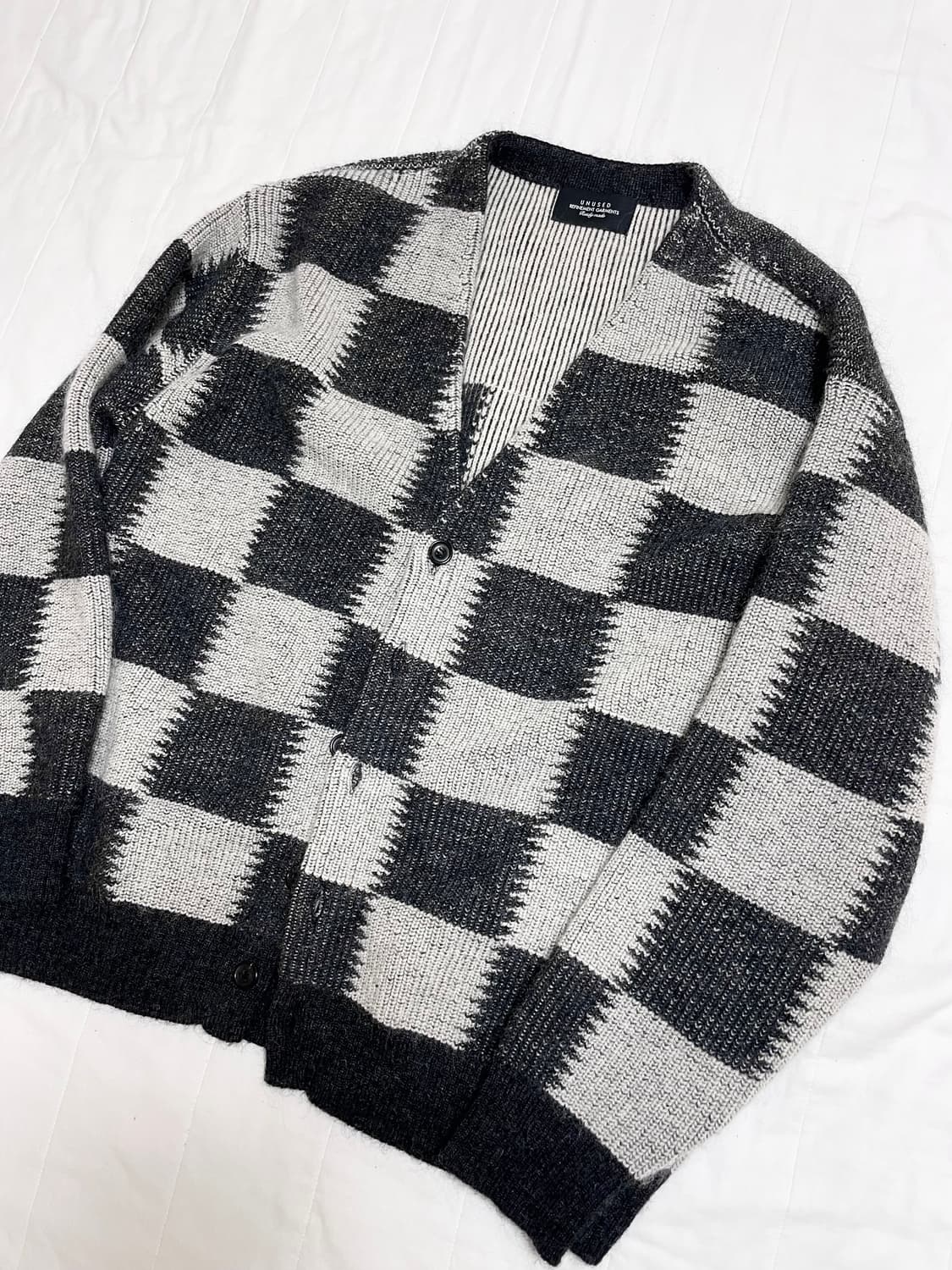 언유즈드 알파카 체커 플래그 가디건 상품이미지1