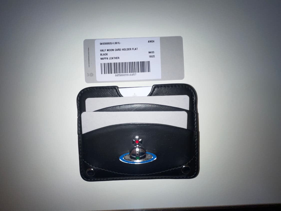 비비안웨스트우드 나파 레더 하프 문 카드 지갑 홀더 블랙 상품이미지3