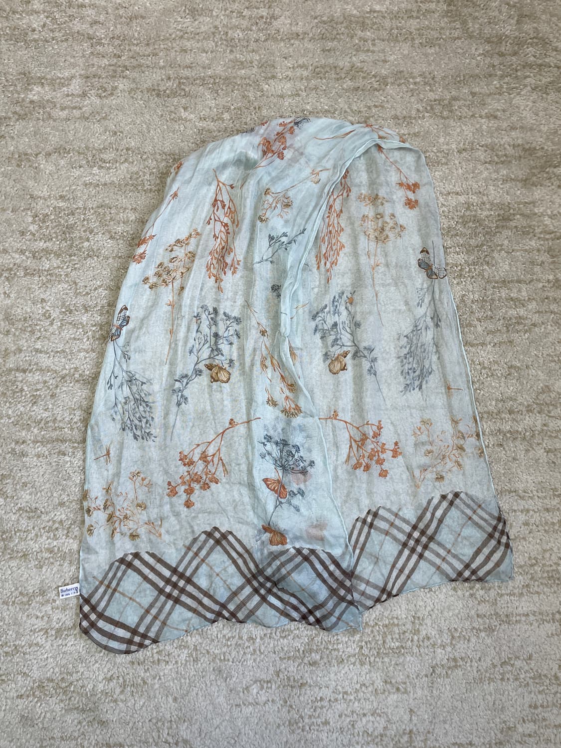 버버리 정품 플로랄 플라워 실크 스카프 상품이미지4