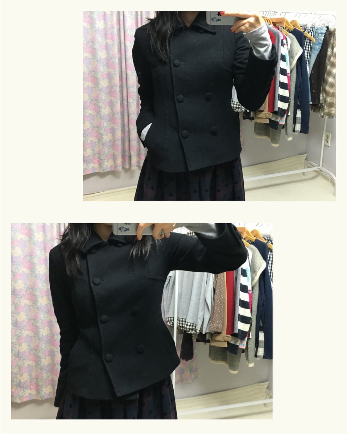 블랙 울 숏 코트 상품이미지2