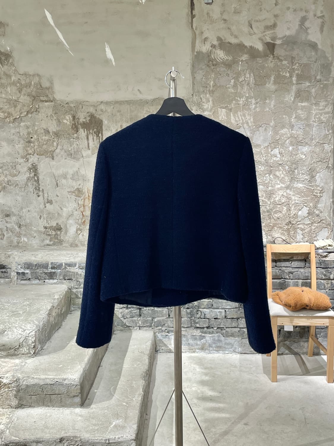 아페쎄 다크 네이비 금장 버튼 트위드 자켓 상품이미지6