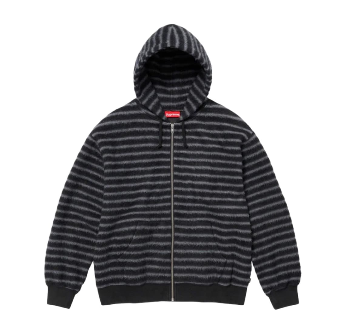 슈프림 브러쉬드 집업 후드 스웨트셔츠 블랙 23FW 상품이미지6