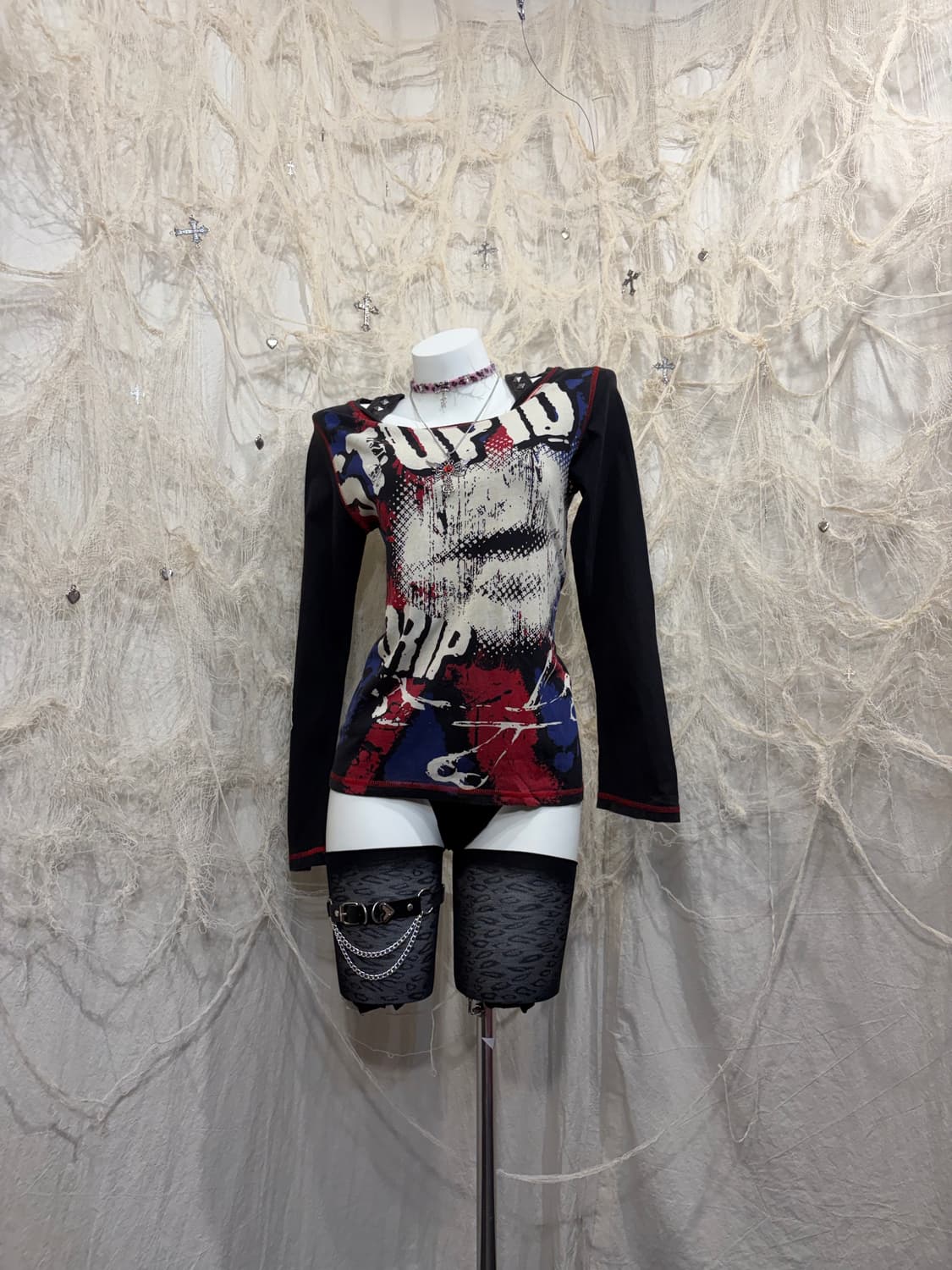 Y2K CHIPCLIP PUNK off-shoulder 상품이미지3