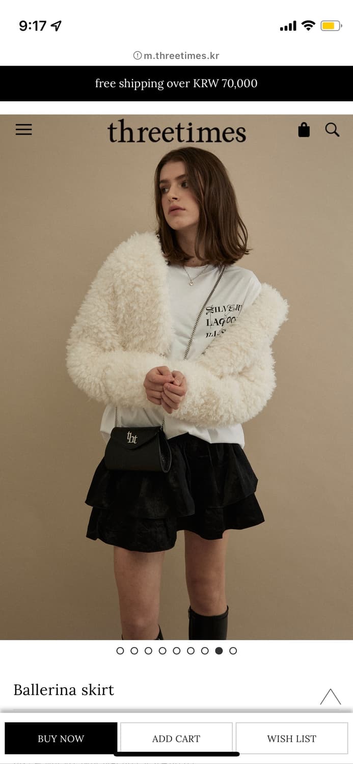 threetimes 쓰리타임즈 플러피 크롭 퍼 자켓 화이트 상품이미지5