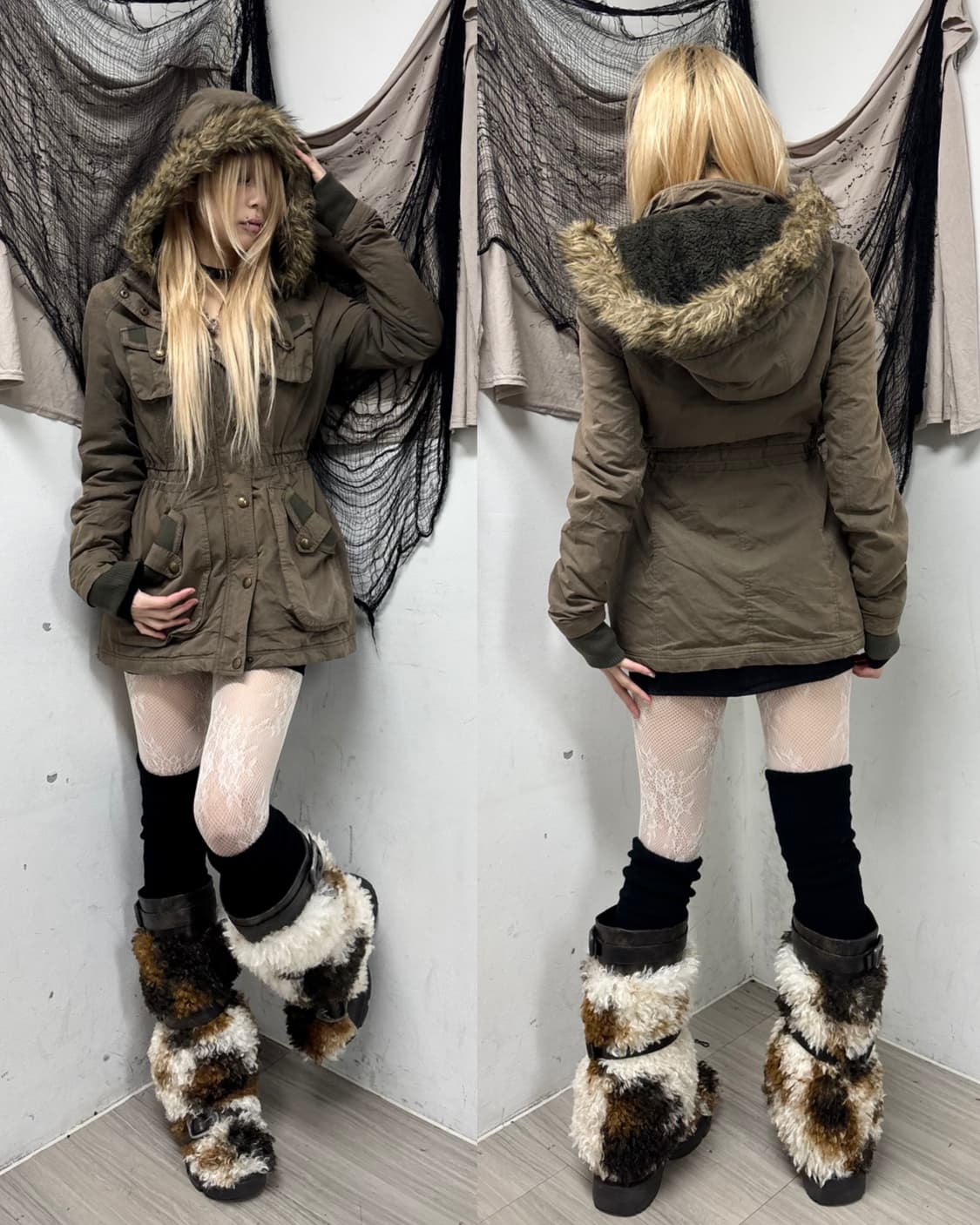 [BCBG]Y2K Grunge Fur Multi Pocket Jacket 상품이미지1