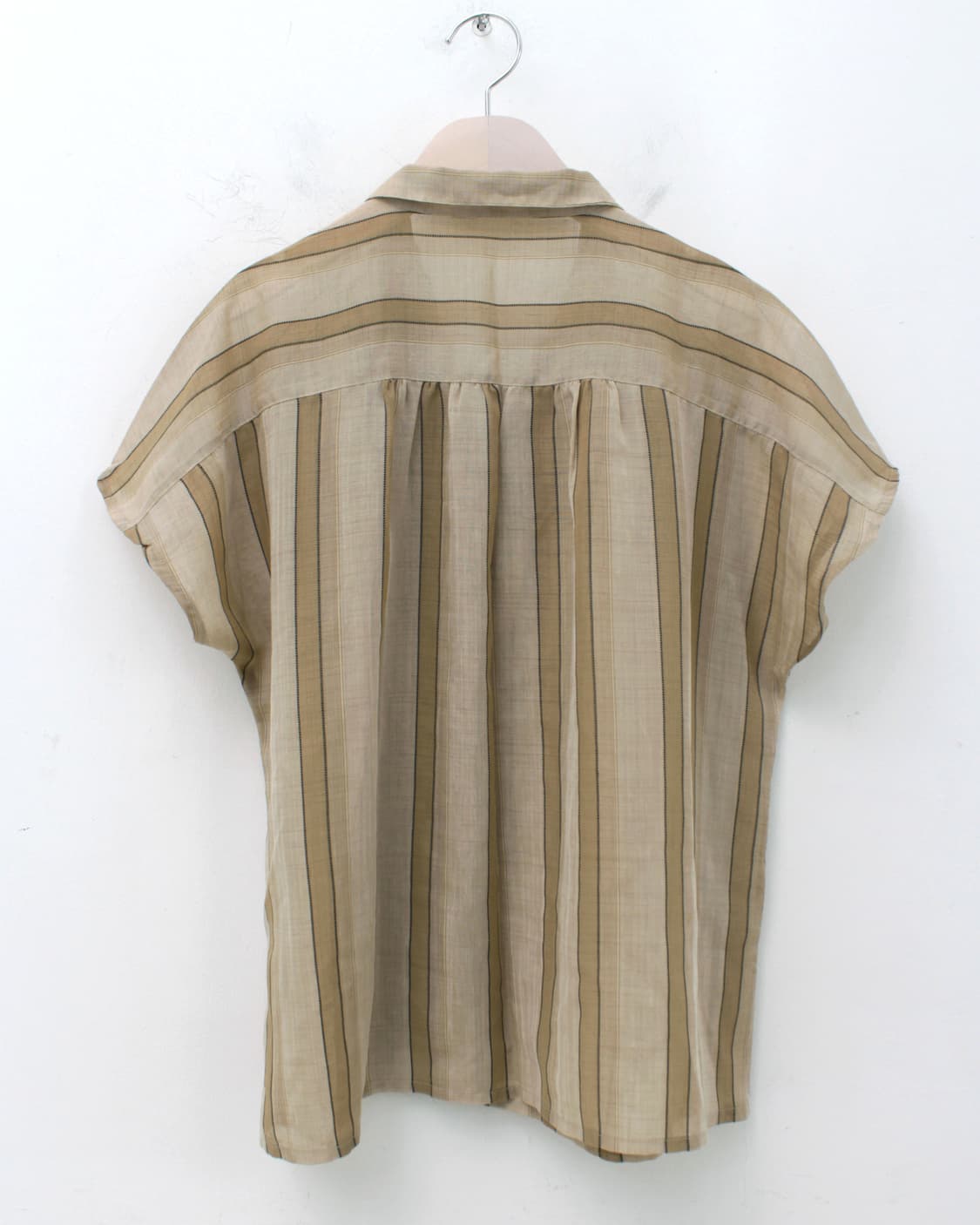 일본 빈티지 스트라이프 시스루 여름 셔츠 블라우스 상품이미지4