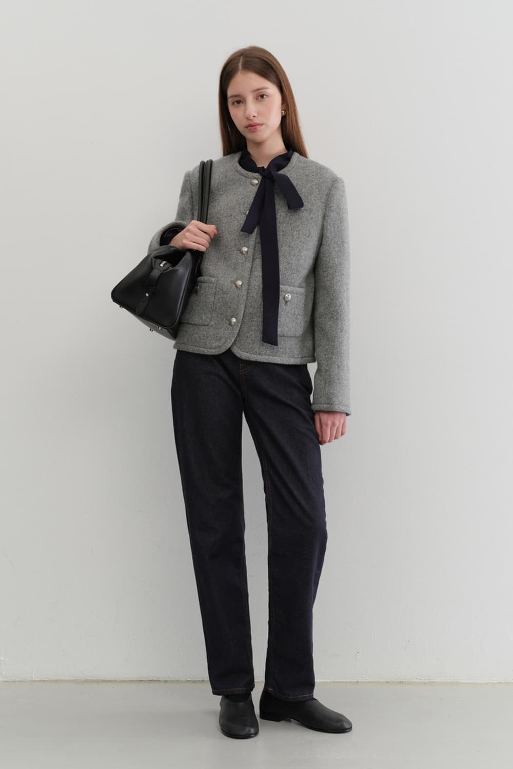 클래식 트위드 자켁 멜란지 그레이 상품이미지3