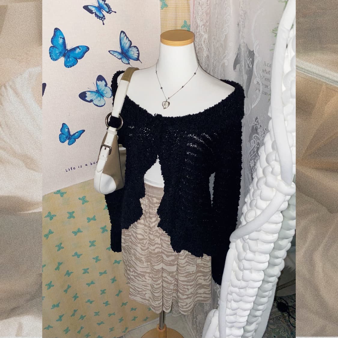 베이지 지브라패턴 미니 스커트 상품이미지3