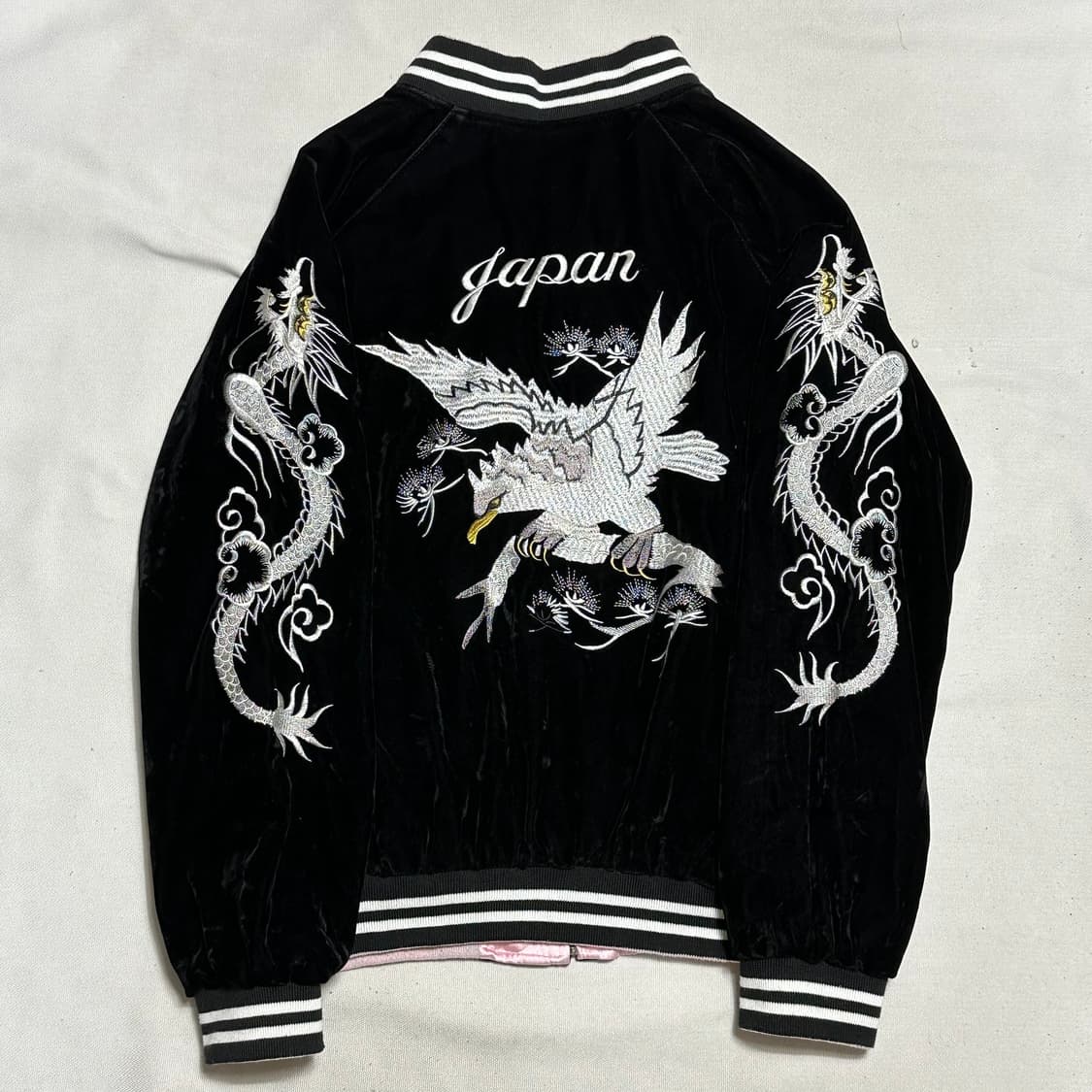 빈티지 독수리 호랑이 자수 리버시블 스카쟌 상품이미지3